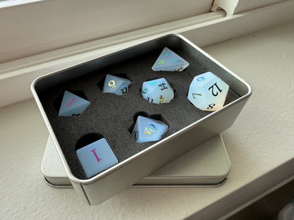 Matte White Glass Dice Set