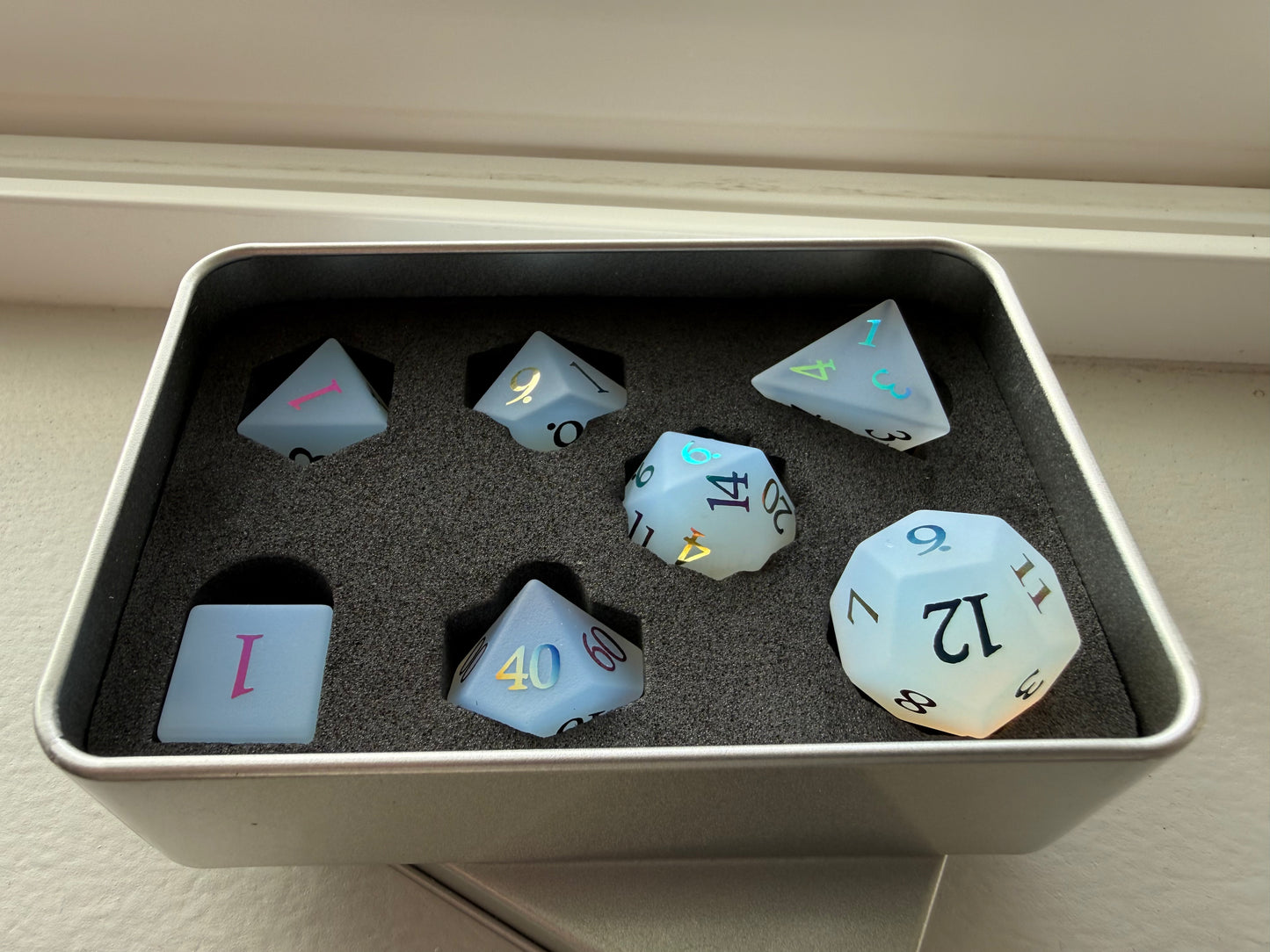 Matte White Glass Dice Set
