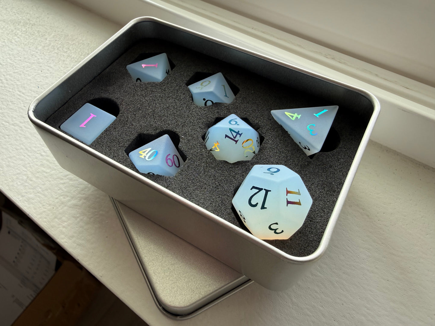 Matte White Glass Dice Set