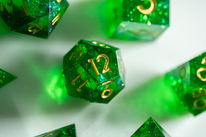 Viridian Nova Diamond Cut Resin Dice Set – Sharp Edge DND, Polyhedral RPG