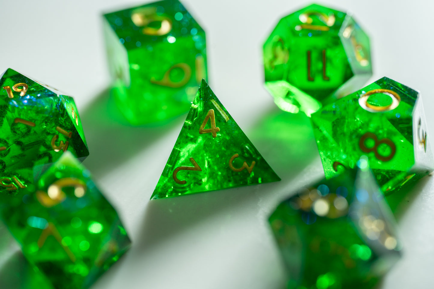 Viridian Nova Diamond Cut Resin Dice Set – Sharp Edge DND, Polyhedral RPG