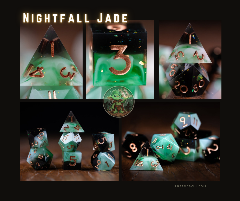 Nightfall Jade Polyhedral Dice Set