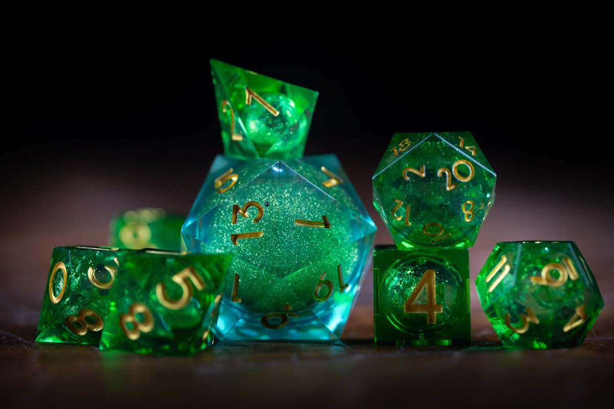 Galactic Emerald + Chonk 35mm D20 8 Piece Set