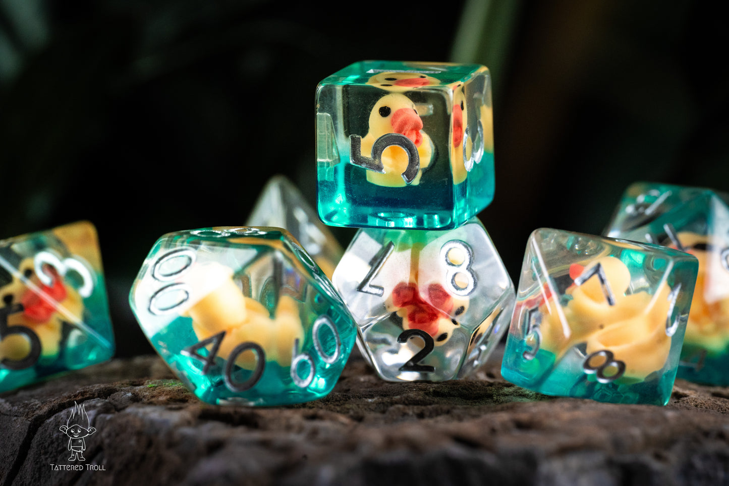 Yellow Duck Dice: Yellow Rubbery Ducky Dice DnD Dice Set with Dice Tray - Perfect DnD Gifts for Duck and Yellow Dice Lovers