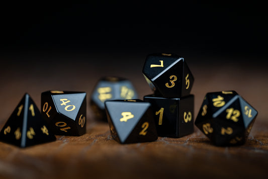 Black Star Gemstone Dice Set