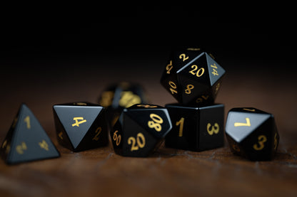 Black Star Gemstone Dice Set