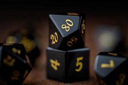 Black Star Gemstone Dice Set