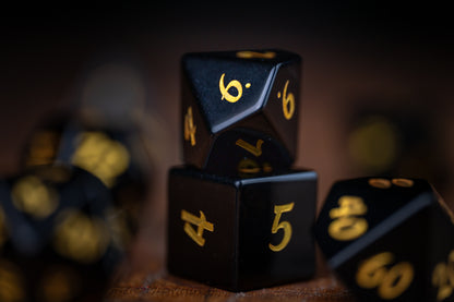 Black Star Gemstone Dice Set