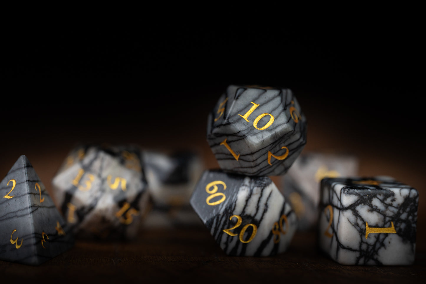 Midnight Quarry Gemstone Dice Set