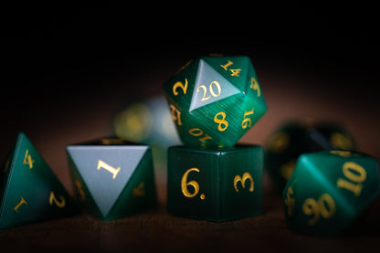 Emerald Sentinel Gemstone Dice Set