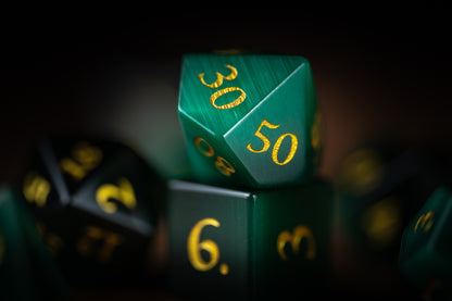 Emerald Sentinel Gemstone Dice Set