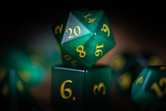 Emerald Sentinel Gemstone Dice Set