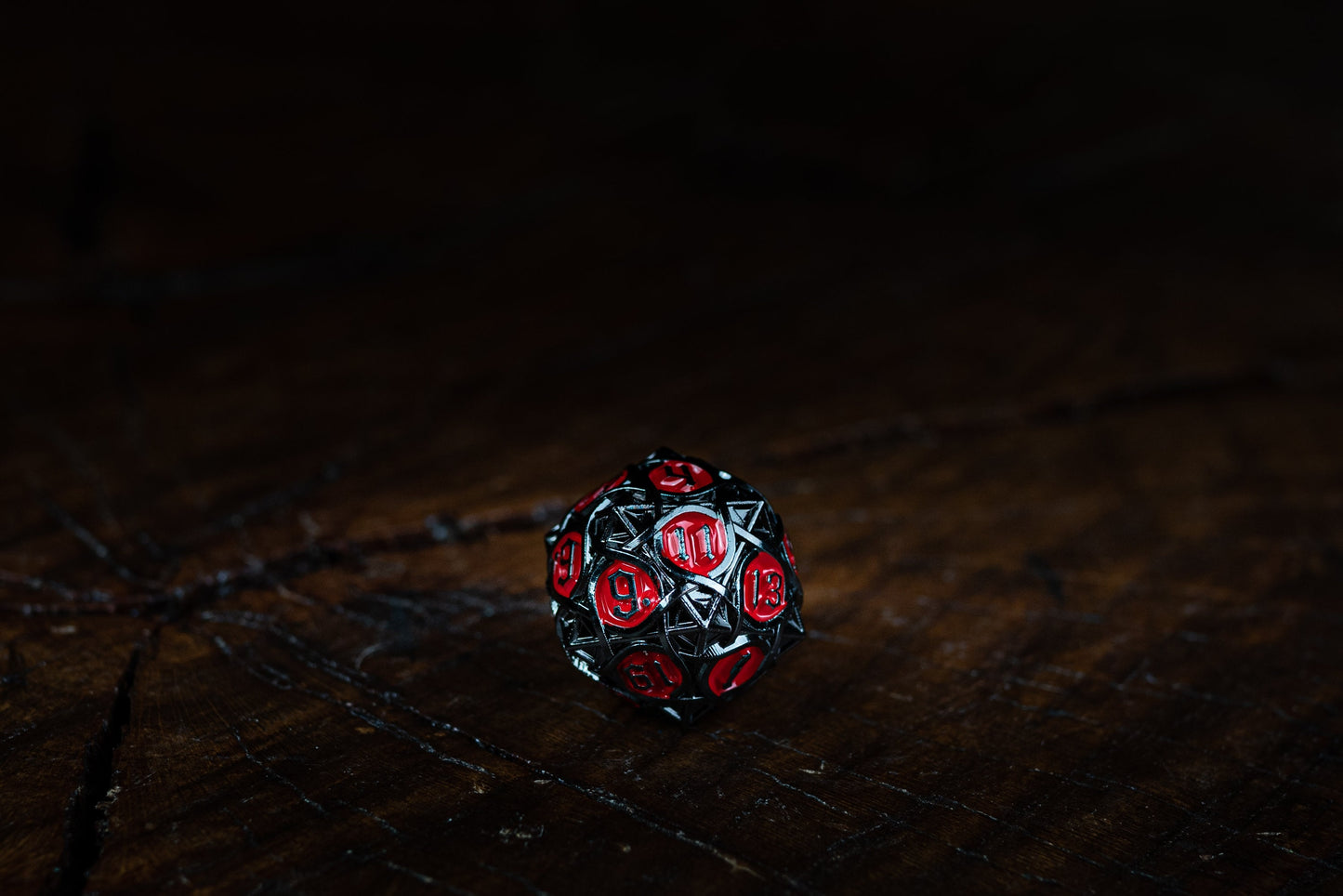 Dark Ember Metal Dice Set: Black and Red Luminance - Premium DnD Dice in Metal for Dungeons and Dragons