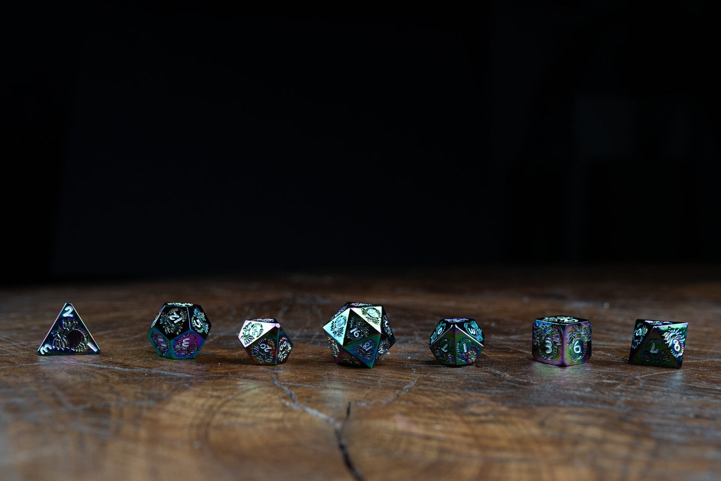 Faerie of the Enchanted Metal Dice Set: Rainbow Iridescence - Premium DnD Dice with Dice Box for Dungeons and Dragons