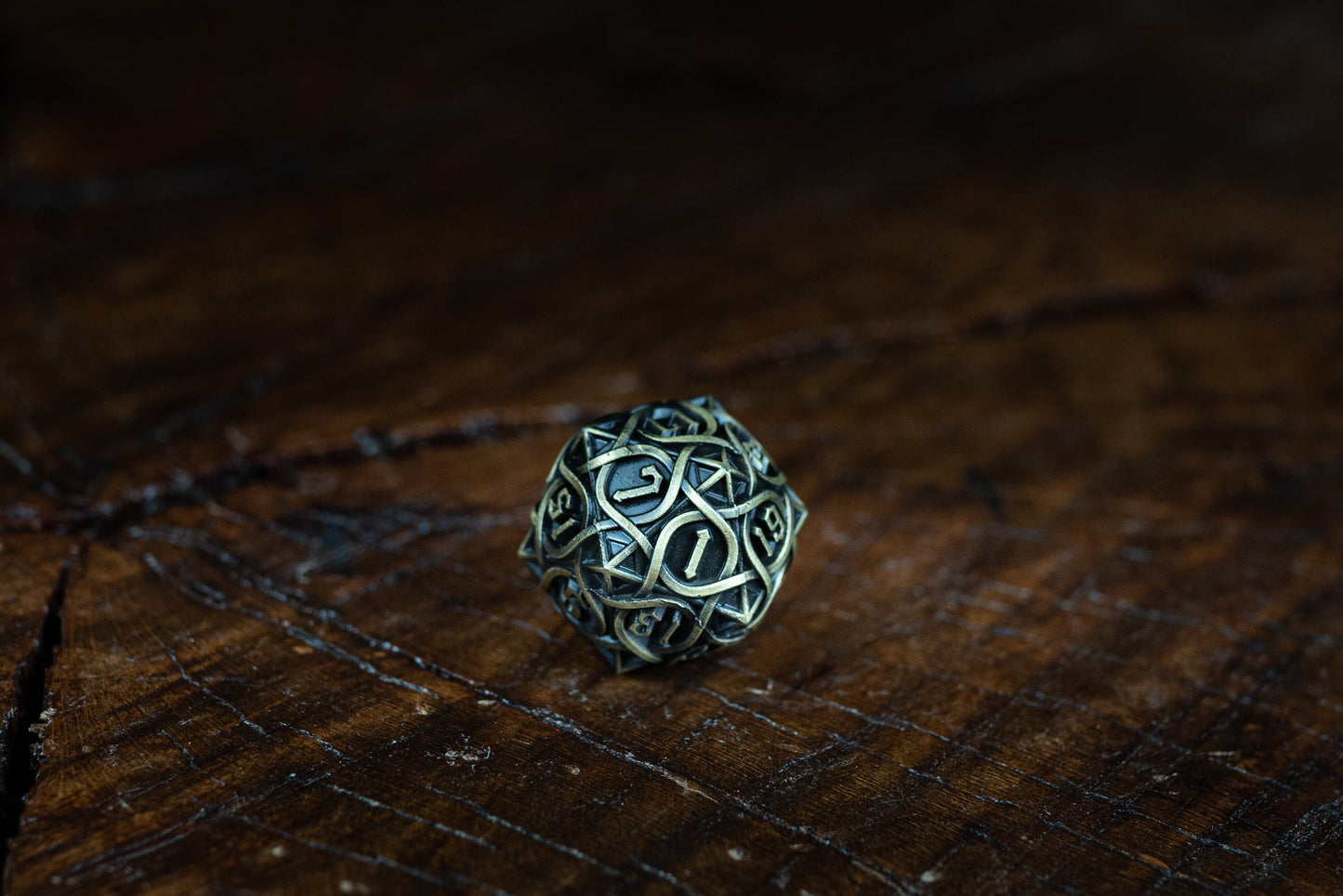 Bard's Brass Metal Dice Set: Premium Polyhedral DnD Dice for Bard Characters - High-Quality Metal Dice for Dungeons and Dragons