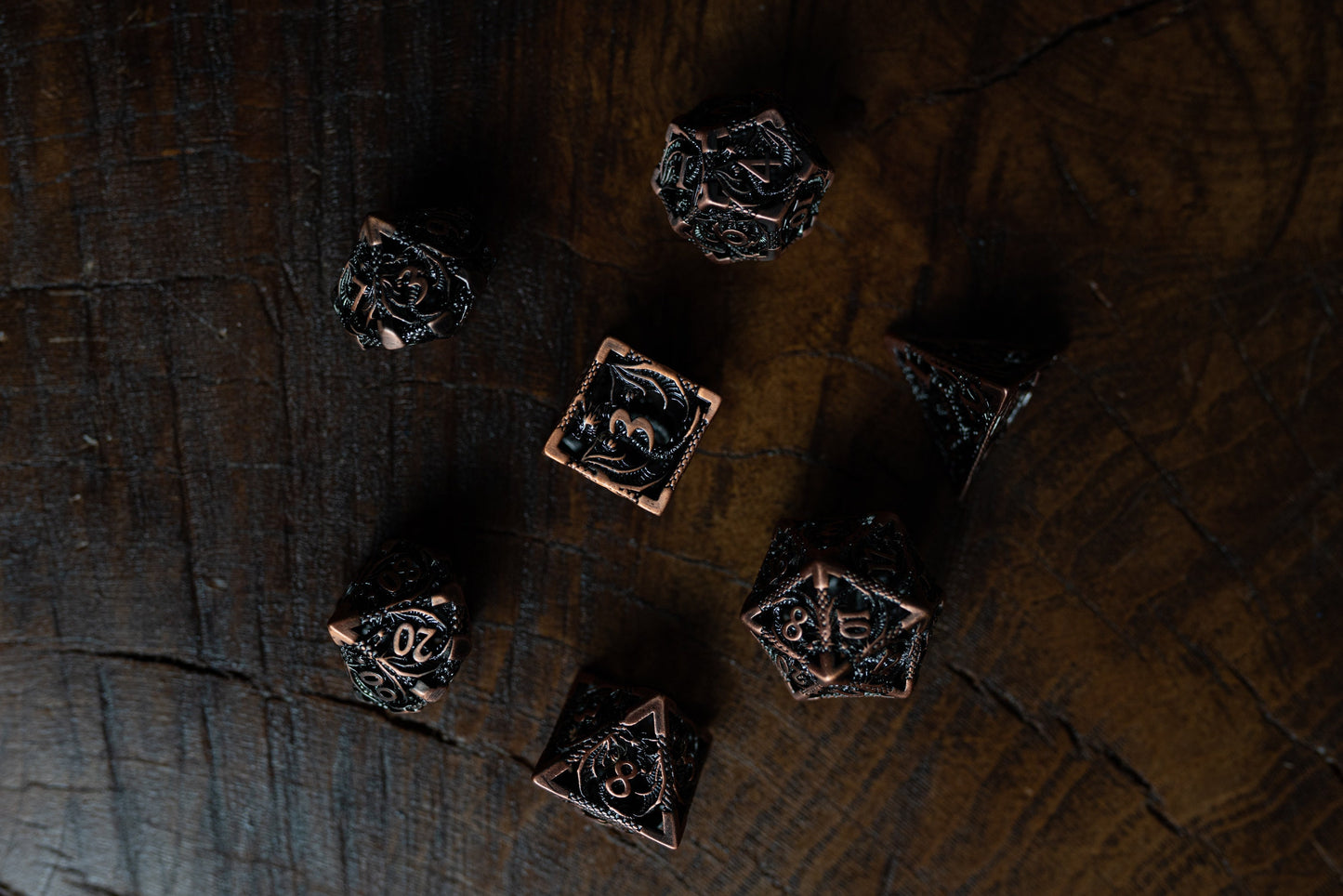 Ancient Copper Dragon Hollow Metal Dice Set: Premium Polyhedral Metal Dice for Dungeons & Dragons - Unique DnD Dice Set