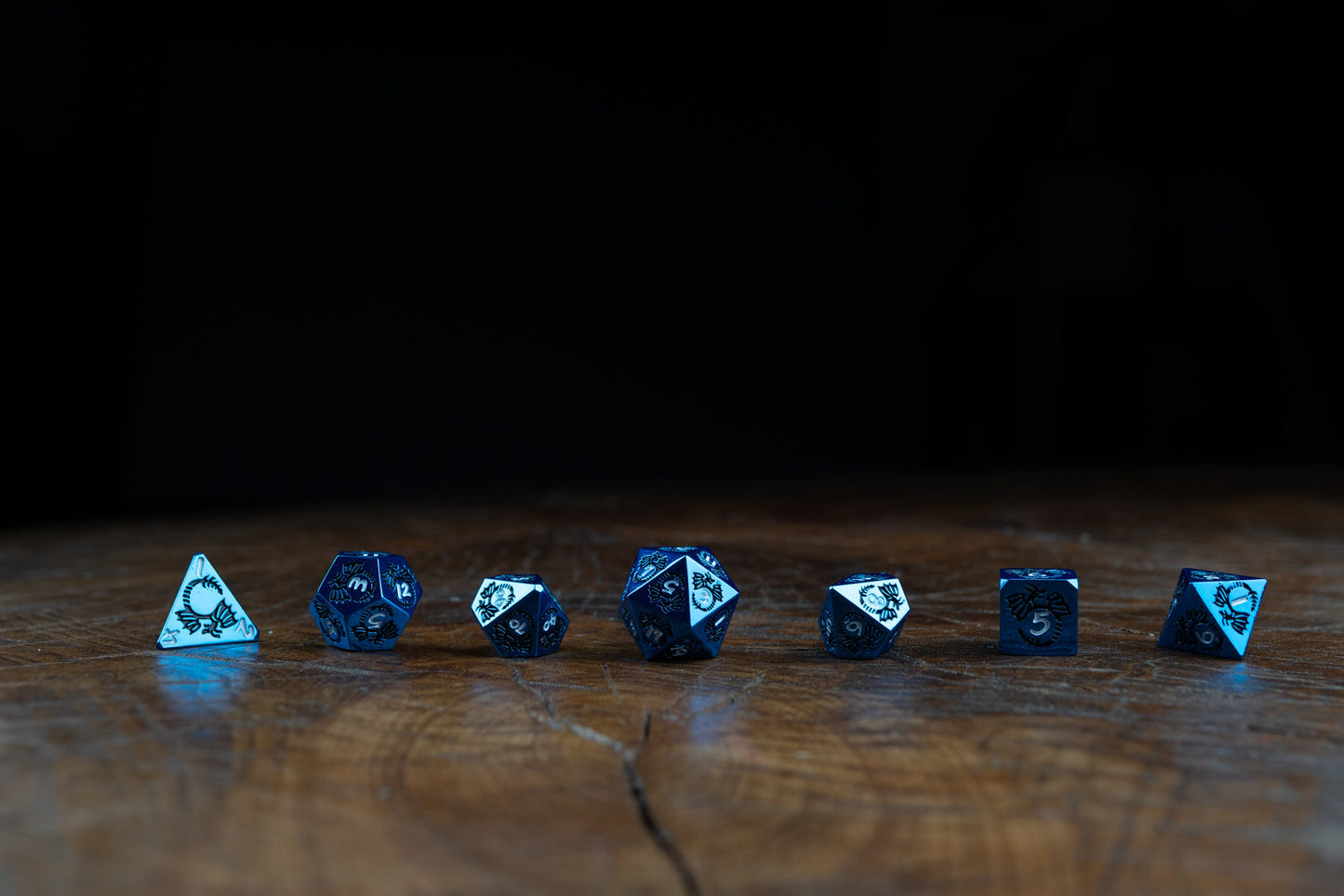 Ice Storm Metal Dice Set: Blue Luminance - Premium DnD Metal Dice for Dungeons and Dragons