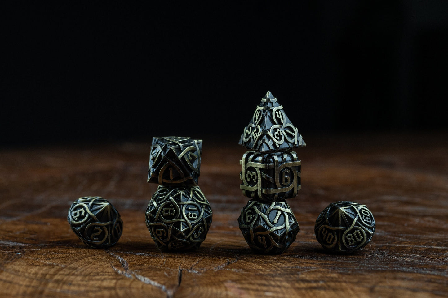 Bard's Brass Metal Dice Set: Premium Polyhedral DnD Dice for Bard Characters - High-Quality Metal Dice for Dungeons and Dragons