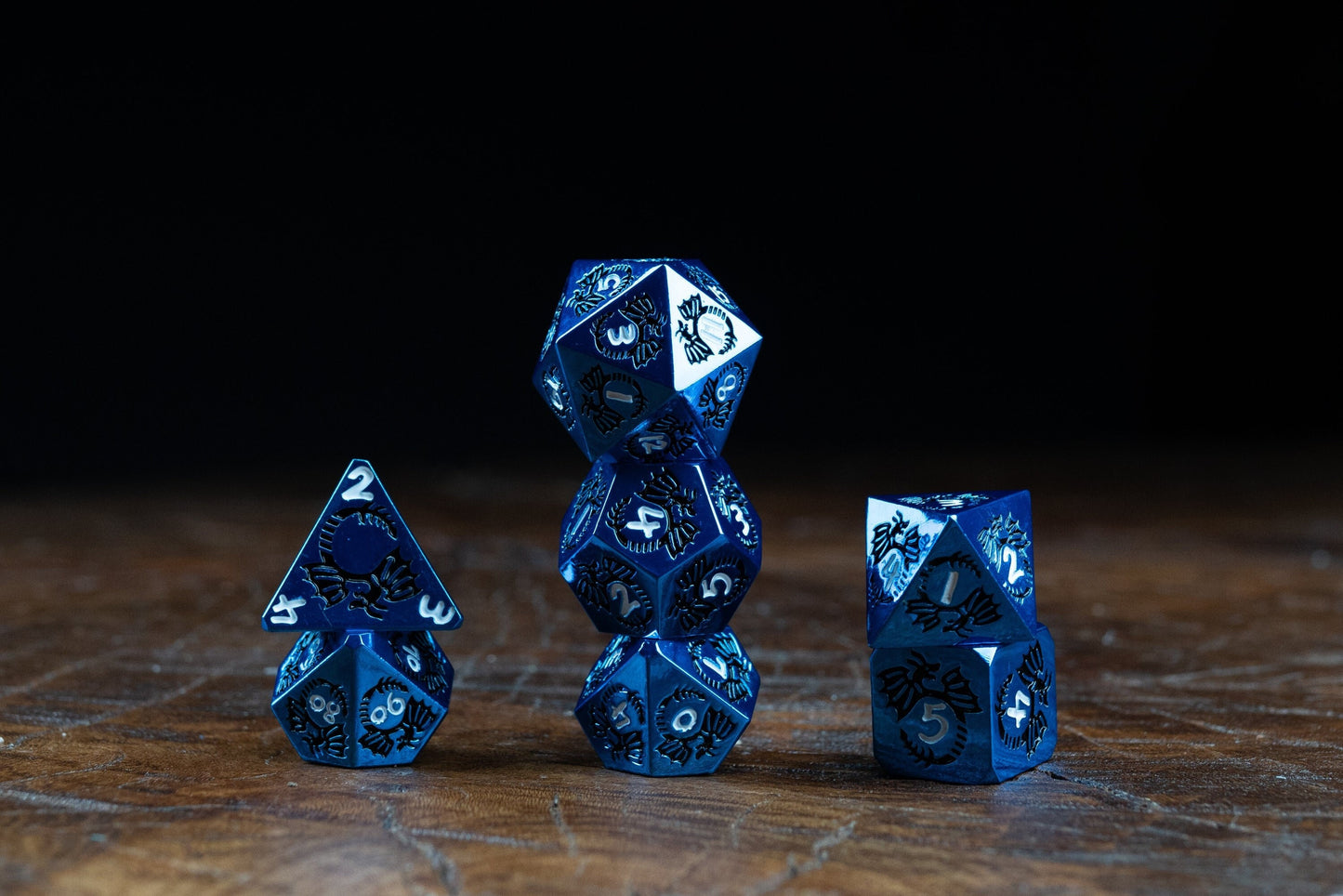 Ice Storm Metal Dice Set: Blue Luminance - Premium DnD Metal Dice for Dungeons and Dragons