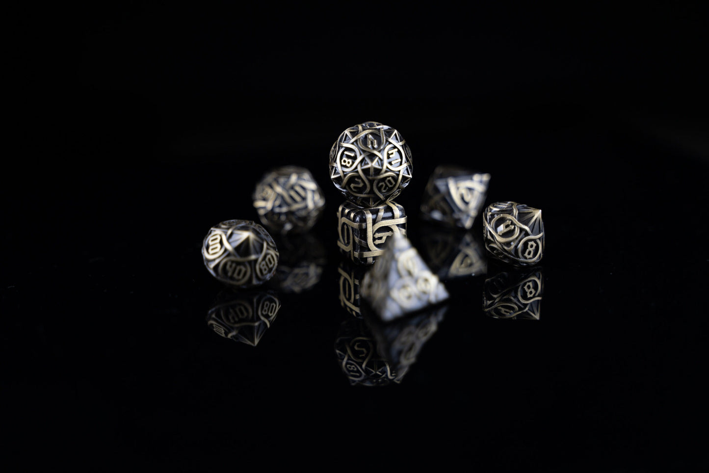 Bard's Brass Metal Dice Set: Premium Polyhedral DnD Dice for Bard Characters - High-Quality Metal Dice for Dungeons and Dragons