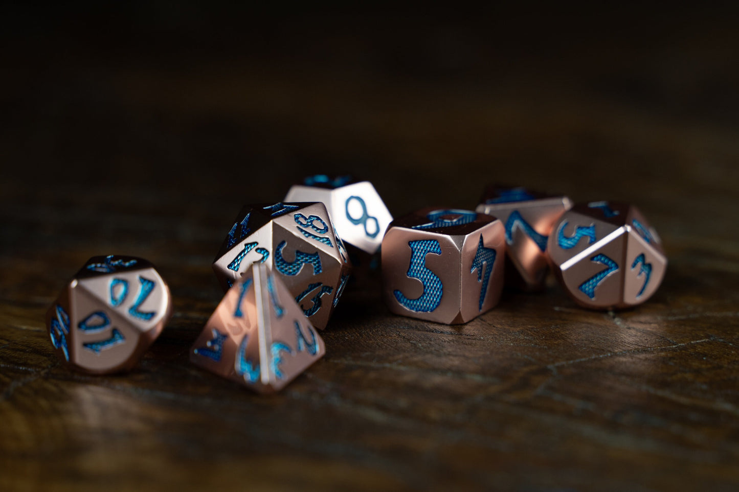 Copper Serpentstrike Metal Dice Set: Dragon Scale Polyhedral DnD Dice - Premium Metal Dice for Dungeons and Dragons