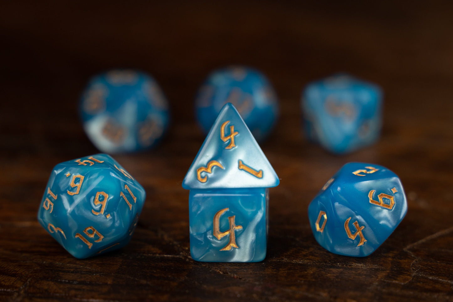 Blue Deaden  - Blue Polyhedral Dice Set for DnD: Premium Acrylic Deaden Dice - Ideal for Dungeons and Dragons