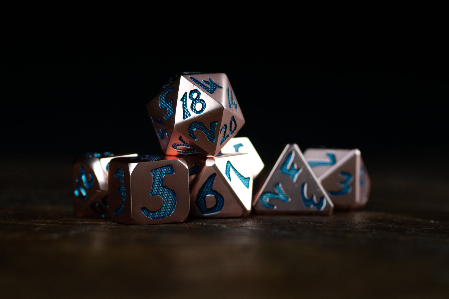 Copper Serpentstrike Metal Dice Set: Dragon Scale Polyhedral DnD Dice - Premium Metal Dice for Dungeons and Dragons