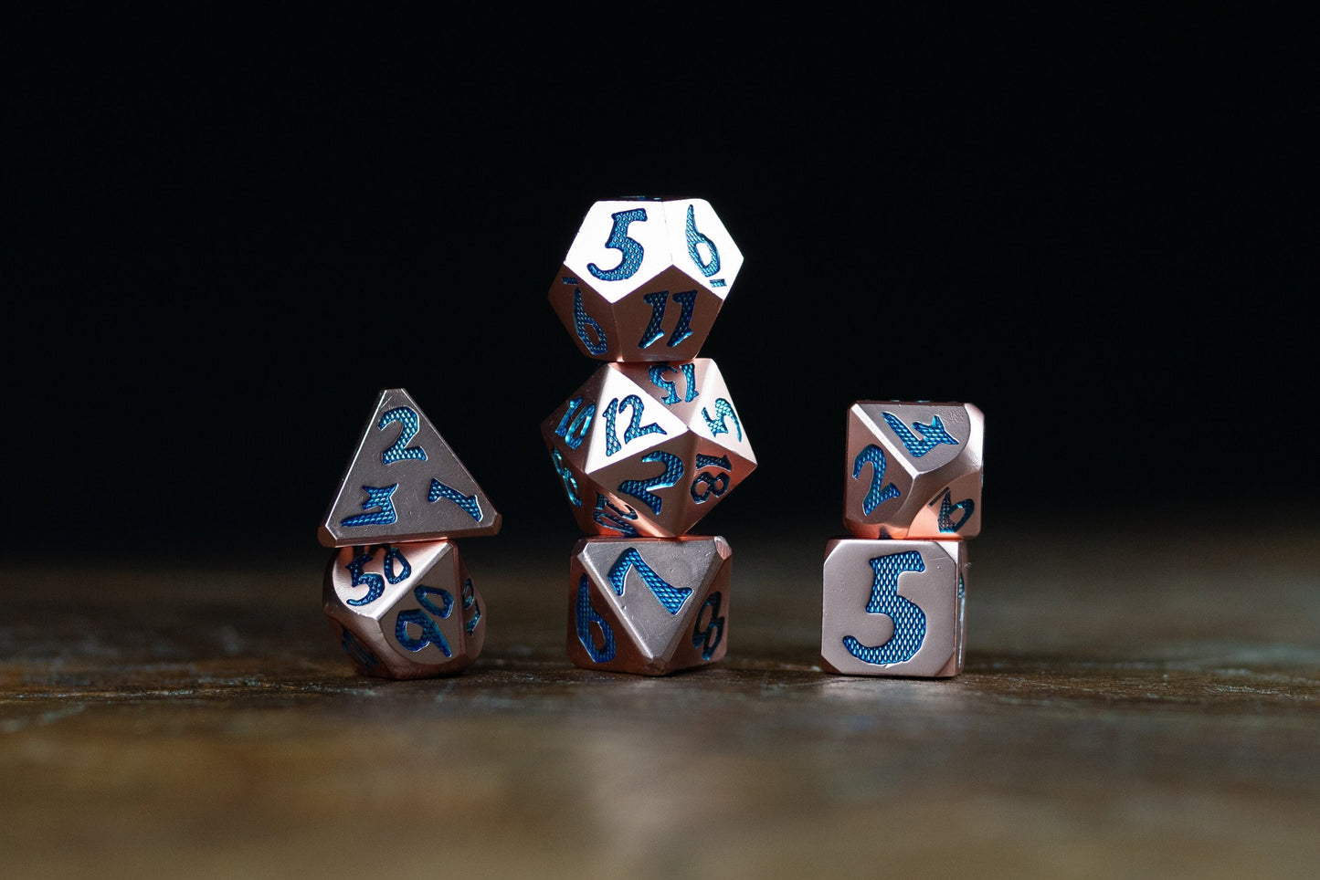 Copper Serpentstrike Metal Dice Set: Dragon Scale Polyhedral DnD Dice - Premium Metal Dice for Dungeons and Dragons