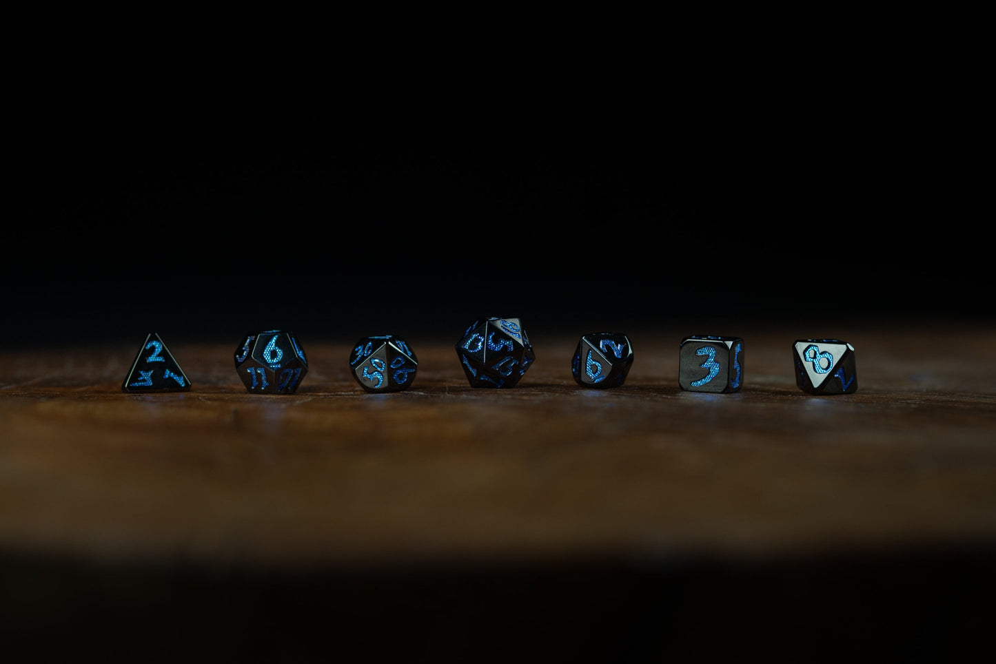 Divine Smite Metal Dice Set: Dragon Scale Polyhedral DnD Dice - Premium Black and Blue Dice Set for Dungeons and Dragons