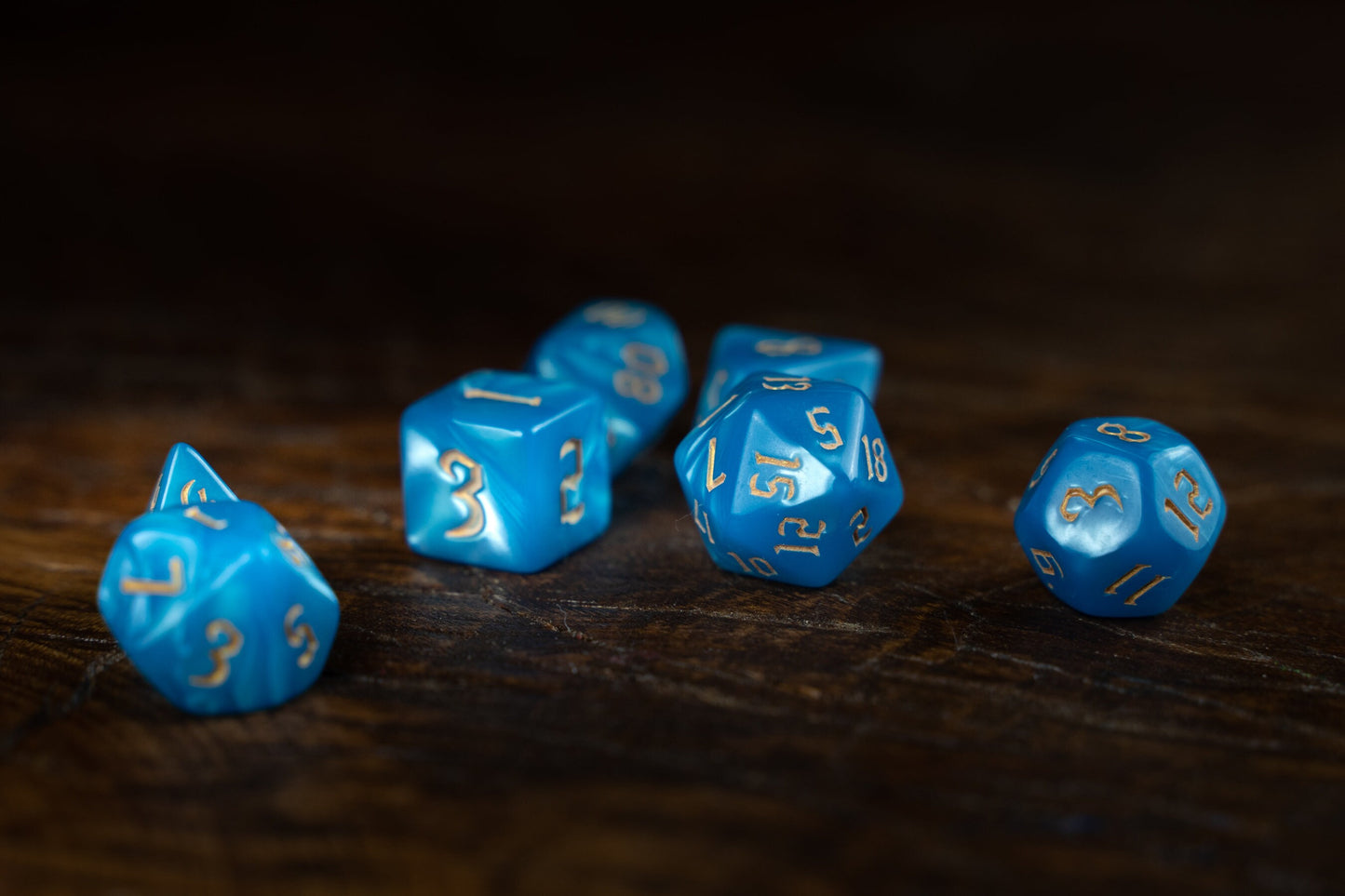 Blue Deaden  - Blue Polyhedral Dice Set for DnD: Premium Acrylic Deaden Dice - Ideal for Dungeons and Dragons