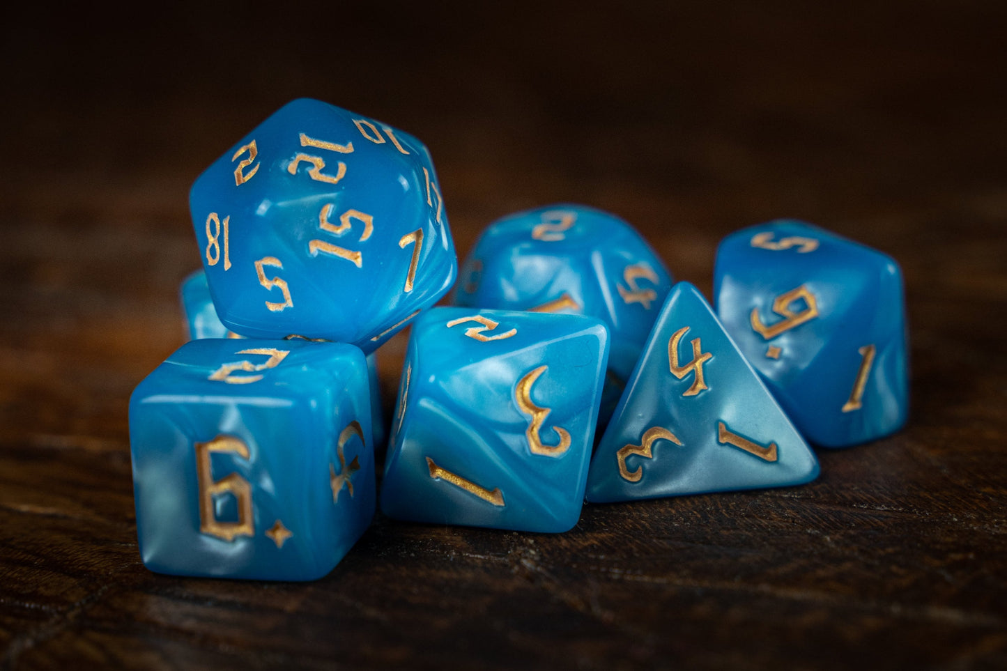 Blue Deaden  - Blue Polyhedral Dice Set for DnD: Premium Acrylic Deaden Dice - Ideal for Dungeons and Dragons