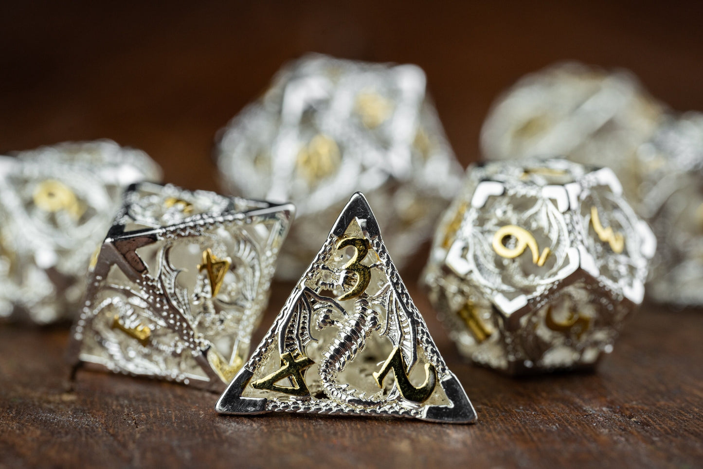 Aura of Courage Paladin Metal Dice Set: Hollow Polyhedral DnD Dice for Dungeons and Dragons Players