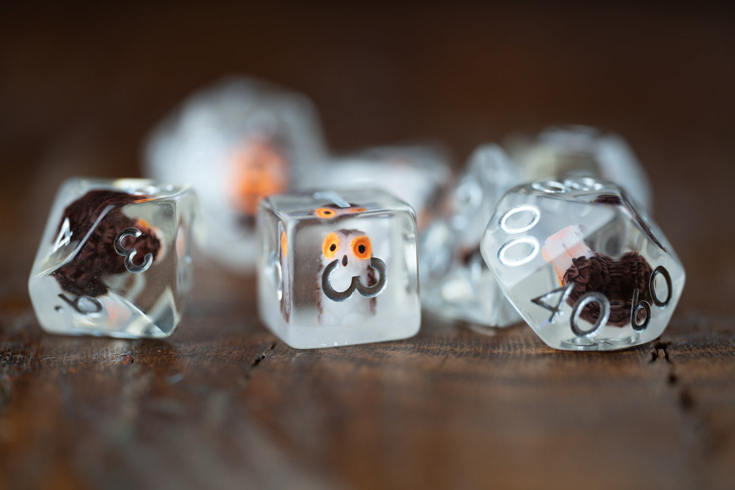 Tiny Talons Owl Dice Set: Cute Polyhedral DnD Dice - Perfect Gift for Owl Lovers and D&D Players