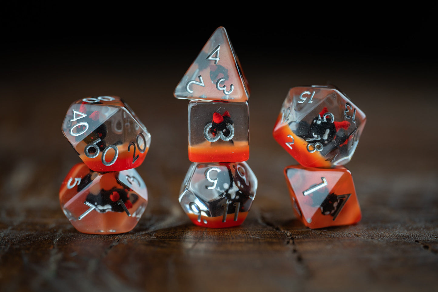 Baby Demon Cat Dice - Cute Black Cat Polyhedral DnD Dice Set - Ideal DnD Gifts for Cat Lovers