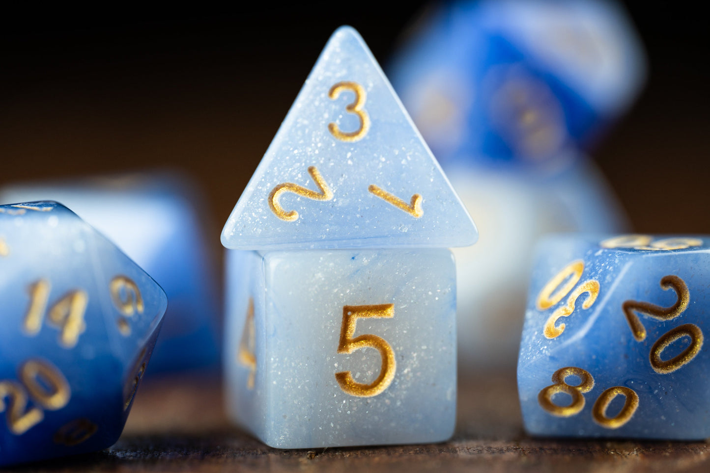 Ethereal Frost - Blue Glitter Dice Set: Amethyst-Inspired Polyhedral DnD Dice - Perfect Gift for Dungeons and Dragons Enthusiasts