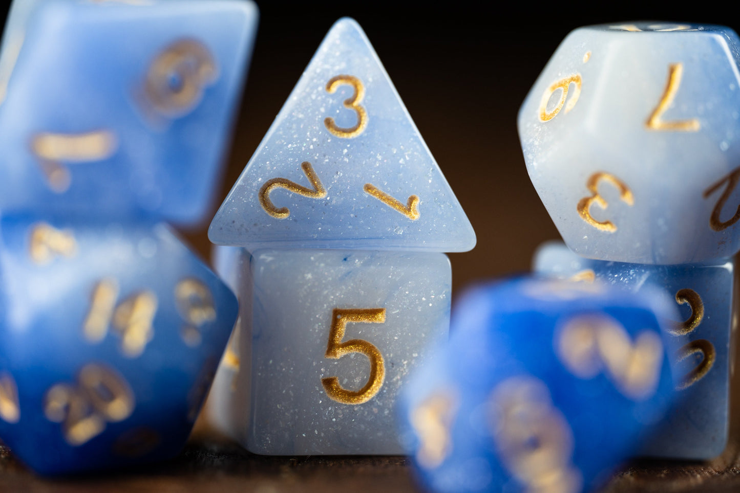 Ethereal Frost - Blue Glitter Dice Set: Amethyst-Inspired Polyhedral DnD Dice - Perfect Gift for Dungeons and Dragons Enthusiasts