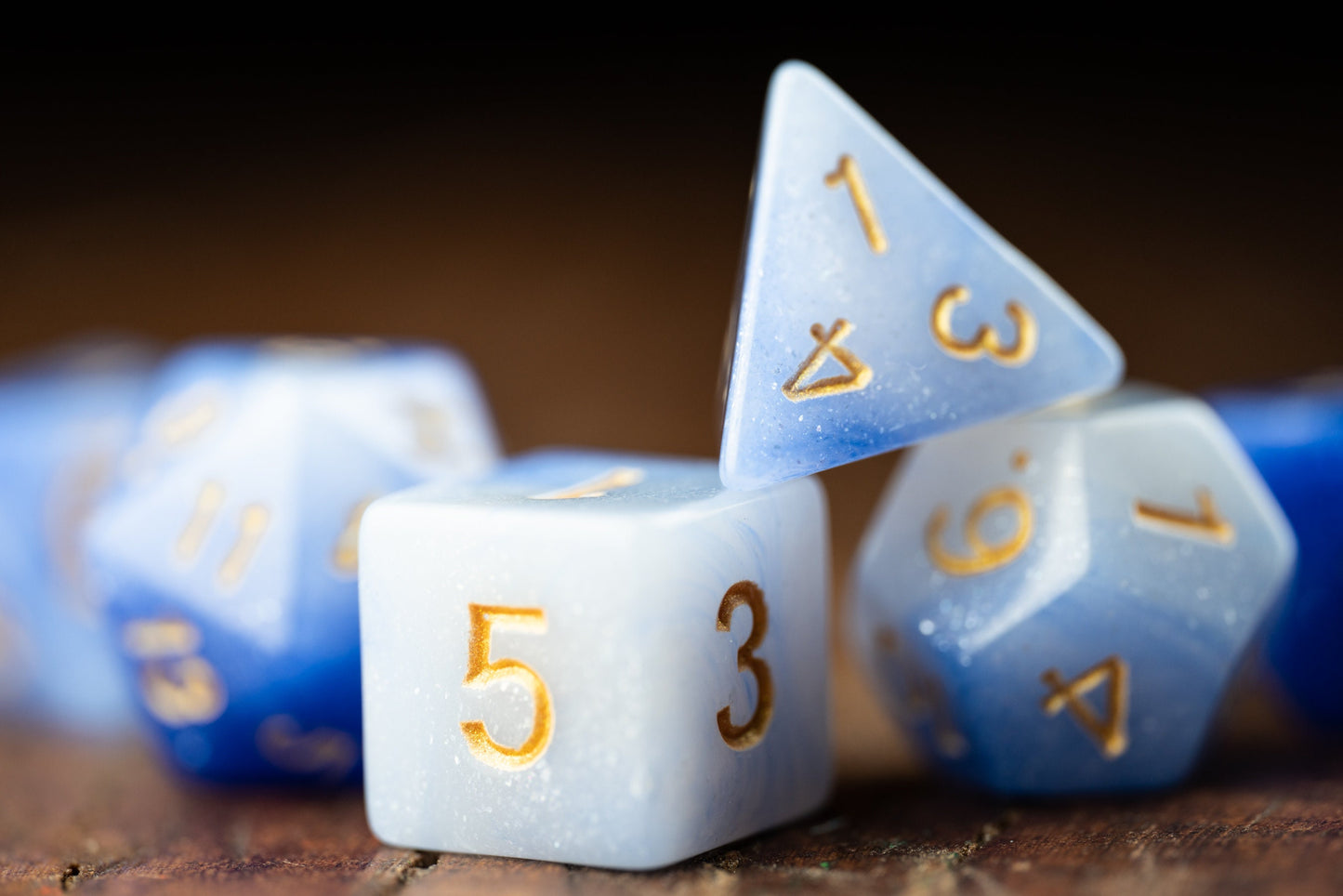 Ethereal Frost - Blue Glitter Dice Set: Amethyst-Inspired Polyhedral DnD Dice - Perfect Gift for Dungeons and Dragons Enthusiasts