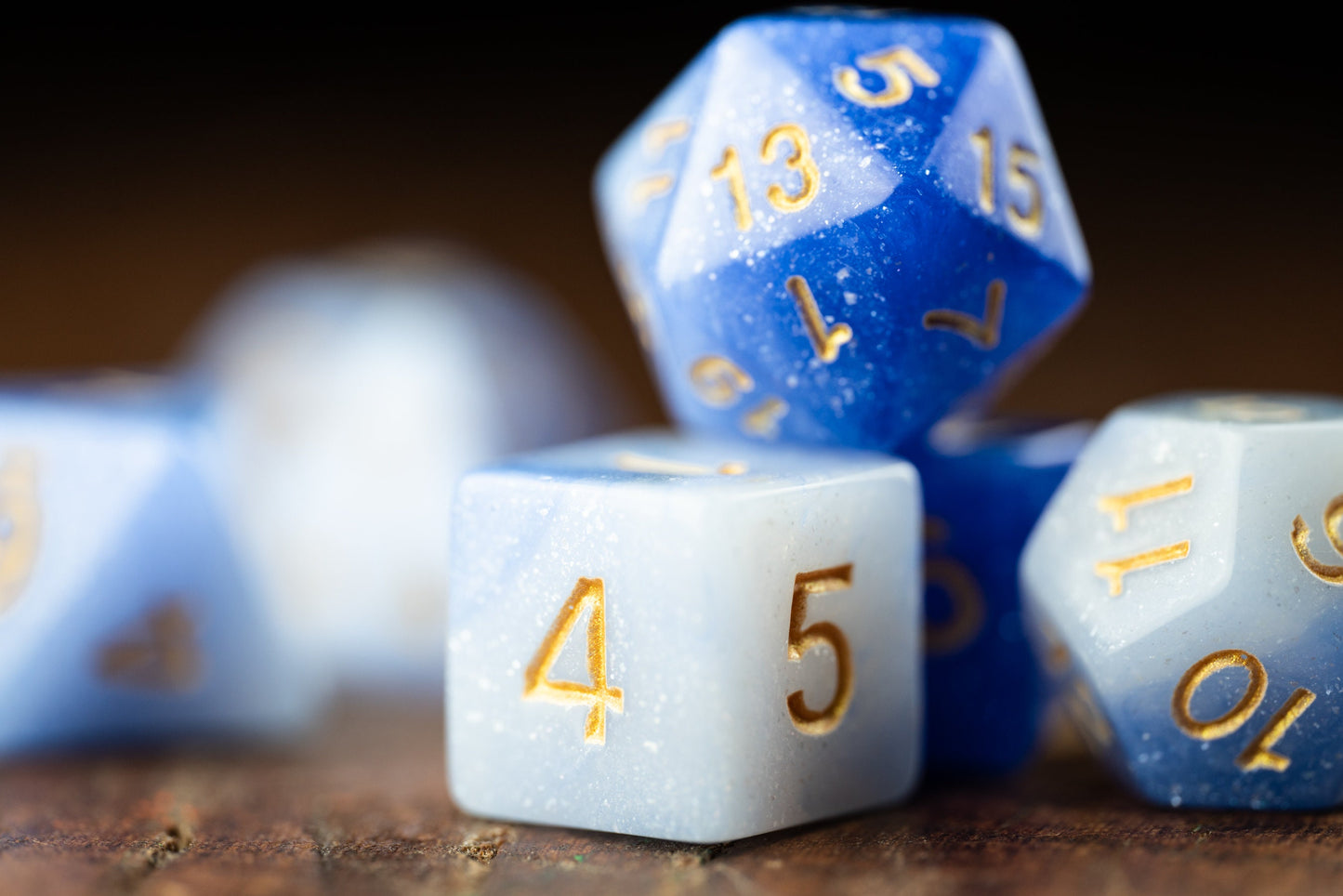 Ethereal Frost - Blue Glitter Dice Set: Amethyst-Inspired Polyhedral DnD Dice - Perfect Gift for Dungeons and Dragons Enthusiasts