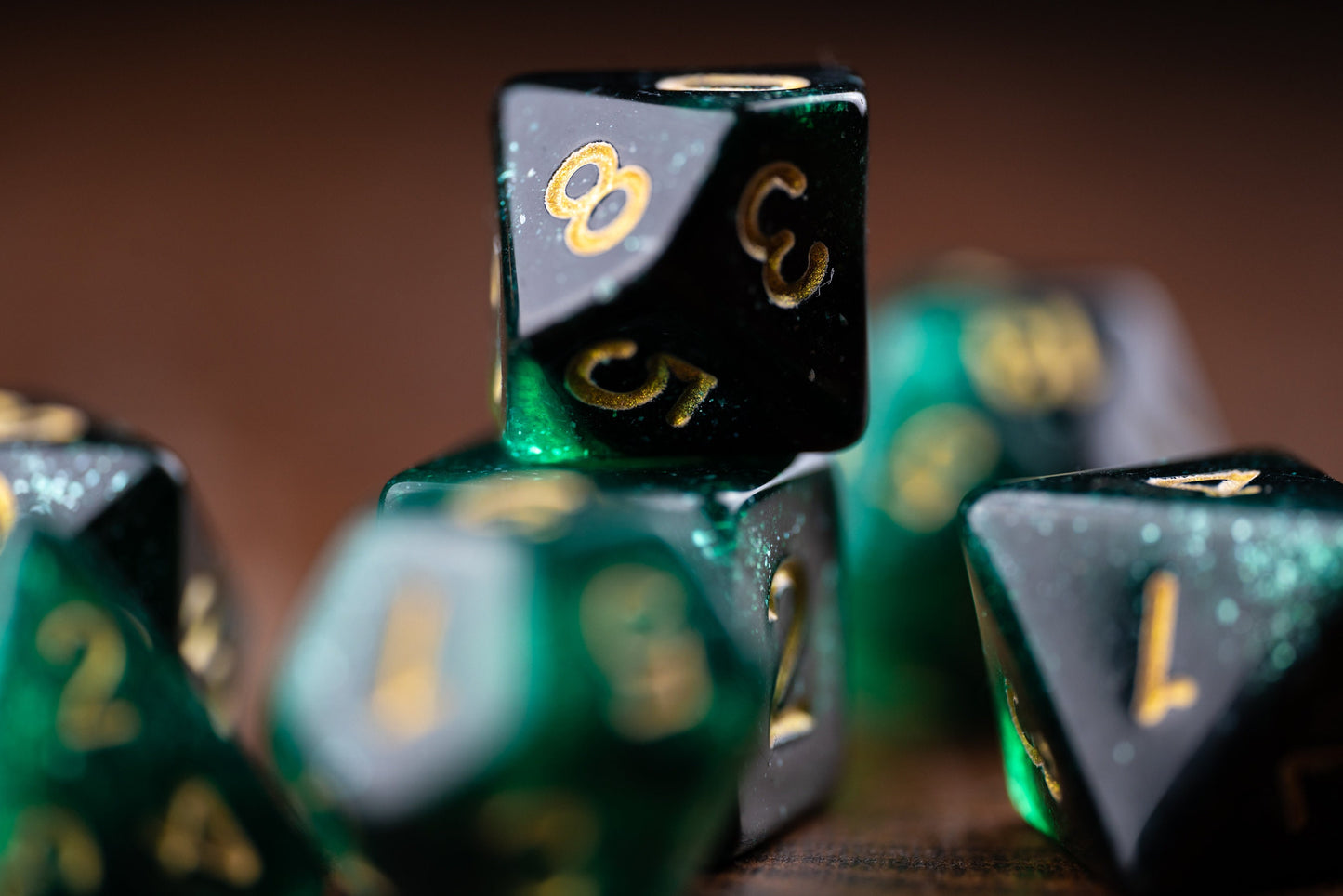 Emerald Flame Green Glitter Dice Set: Polyhedral Emerald DnD Dice - Perfect Gifts for Dungeons and Dragons Players