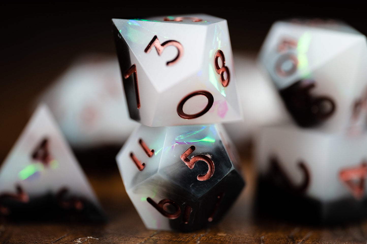 Obsidian Nebula Space Dice Set: Sharp Edge Resin Glitter Polyhedral Dice for DnD