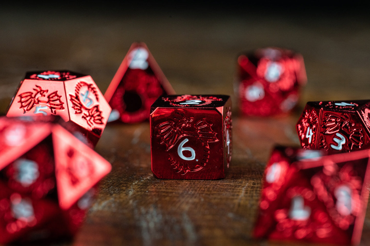 Dragon Blood Red Metal Dice Set: Premium Polyhedral DnD Dice for Adventurous Gaming