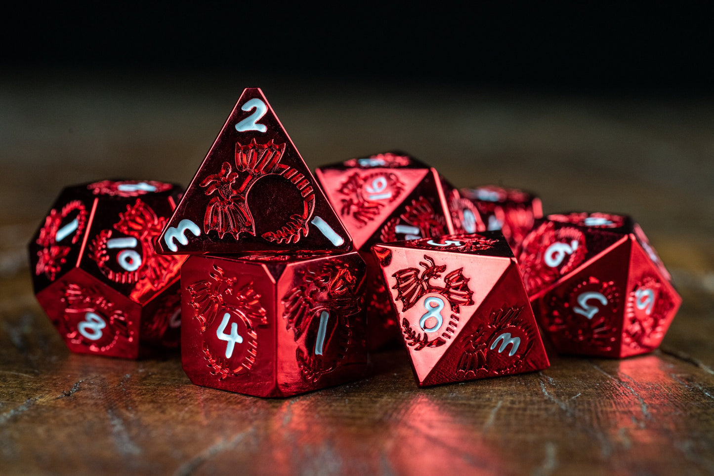 Dragon Blood Red Metal Dice Set: Premium Polyhedral DnD Dice for Adventurous Gaming