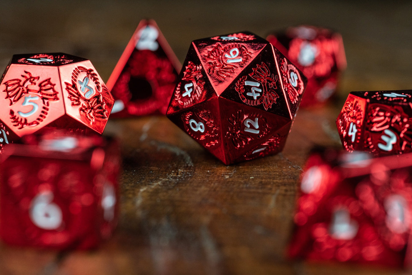 Dragon Blood Red Metal Dice Set: Premium Polyhedral DnD Dice for Adventurous Gaming