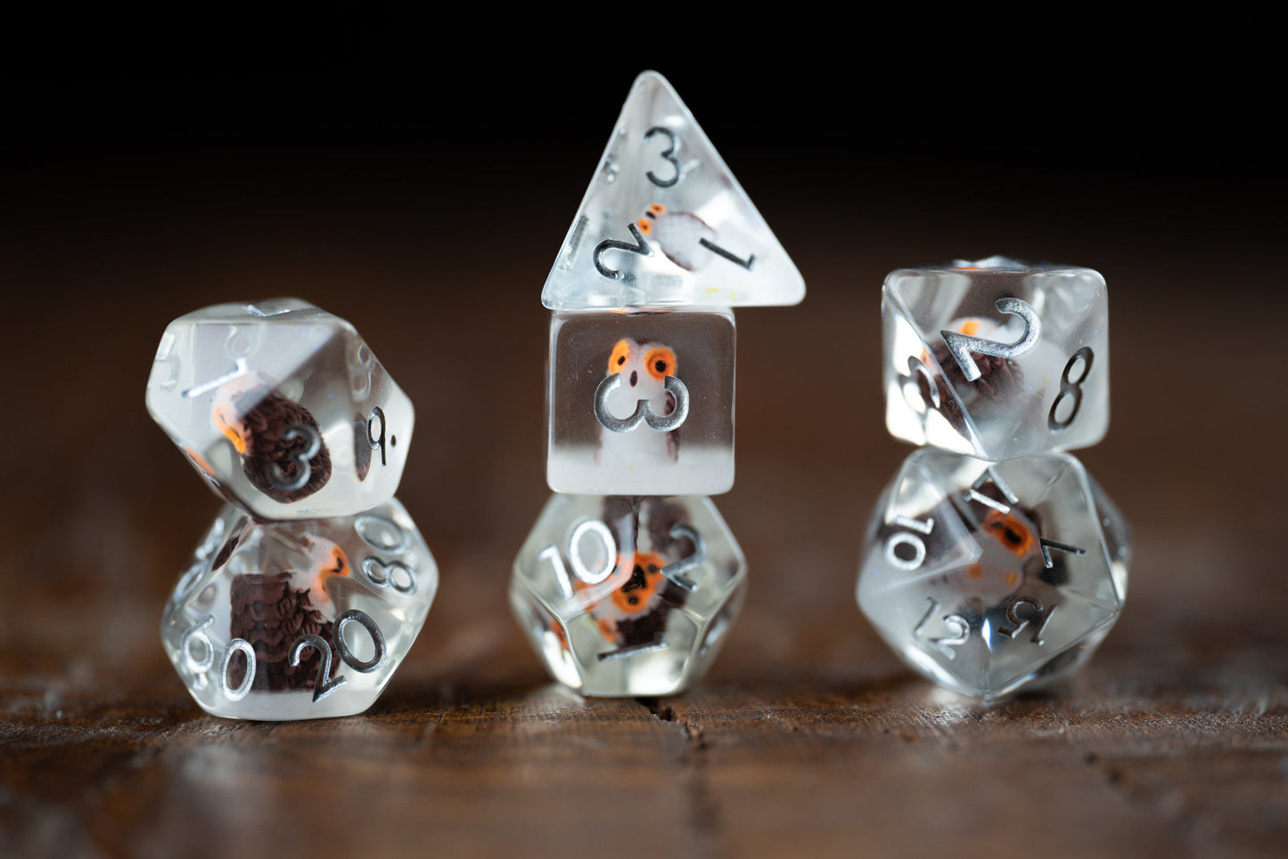 Tiny Talons Owl Dice Set: Cute Polyhedral DnD Dice - Perfect Gift for Owl Lovers and D&D Players