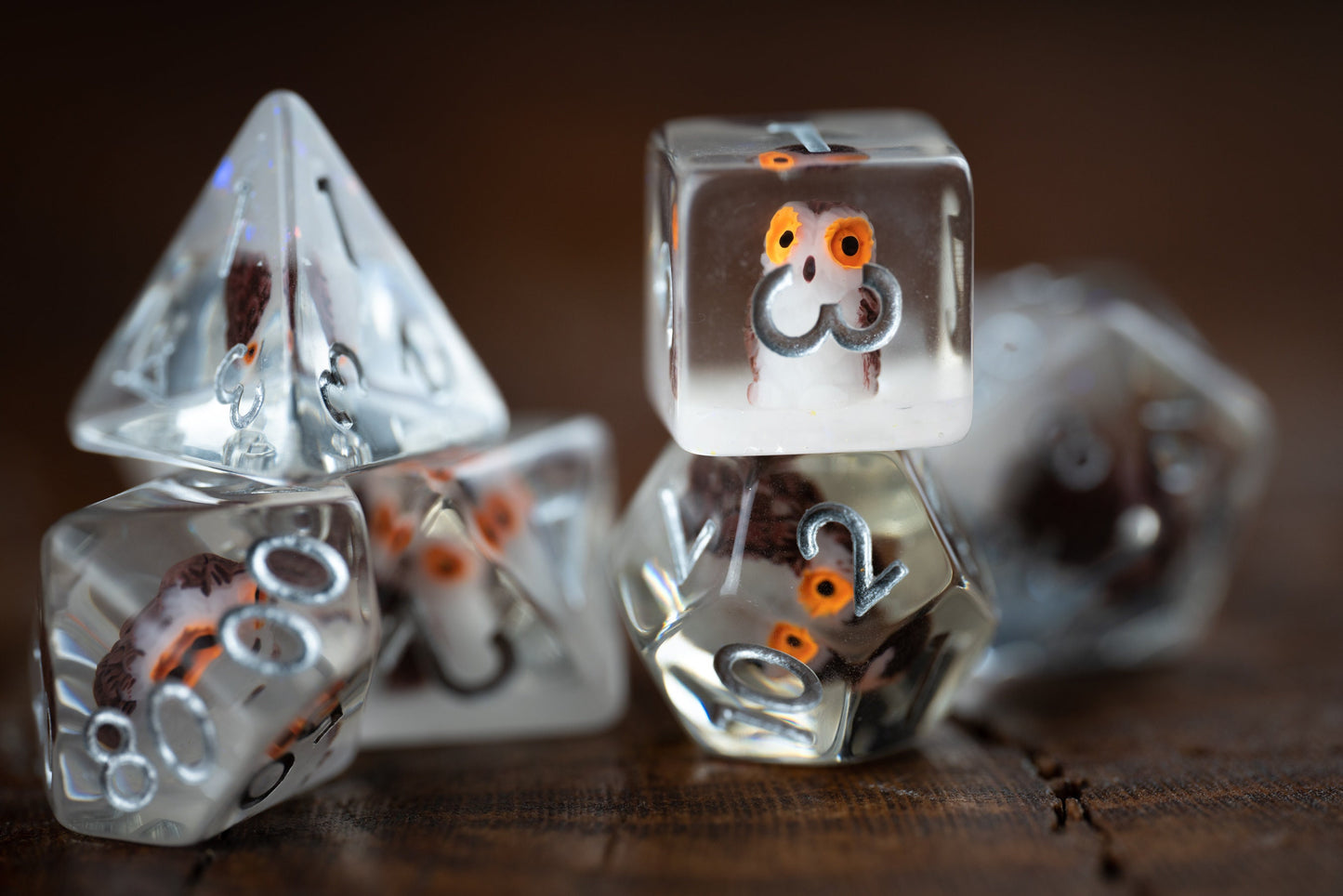 Tiny Talons Owl Dice Set: Cute Polyhedral DnD Dice - Perfect Gift for Owl Lovers and D&D Players