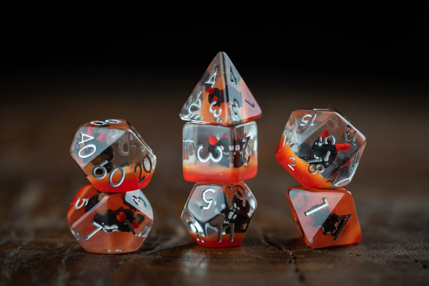 Baby Demon Cat Dice - Cute Black Cat Polyhedral DnD Dice Set - Ideal DnD Gifts for Cat Lovers