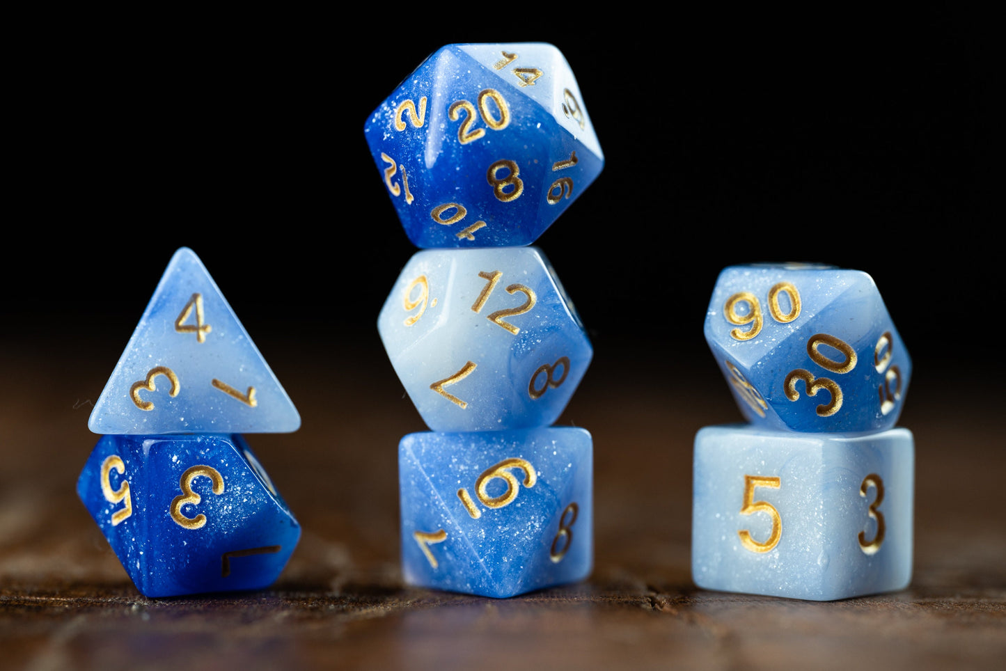 Ethereal Frost - Blue Glitter Dice Set: Amethyst-Inspired Polyhedral DnD Dice - Perfect Gift for Dungeons and Dragons Enthusiasts