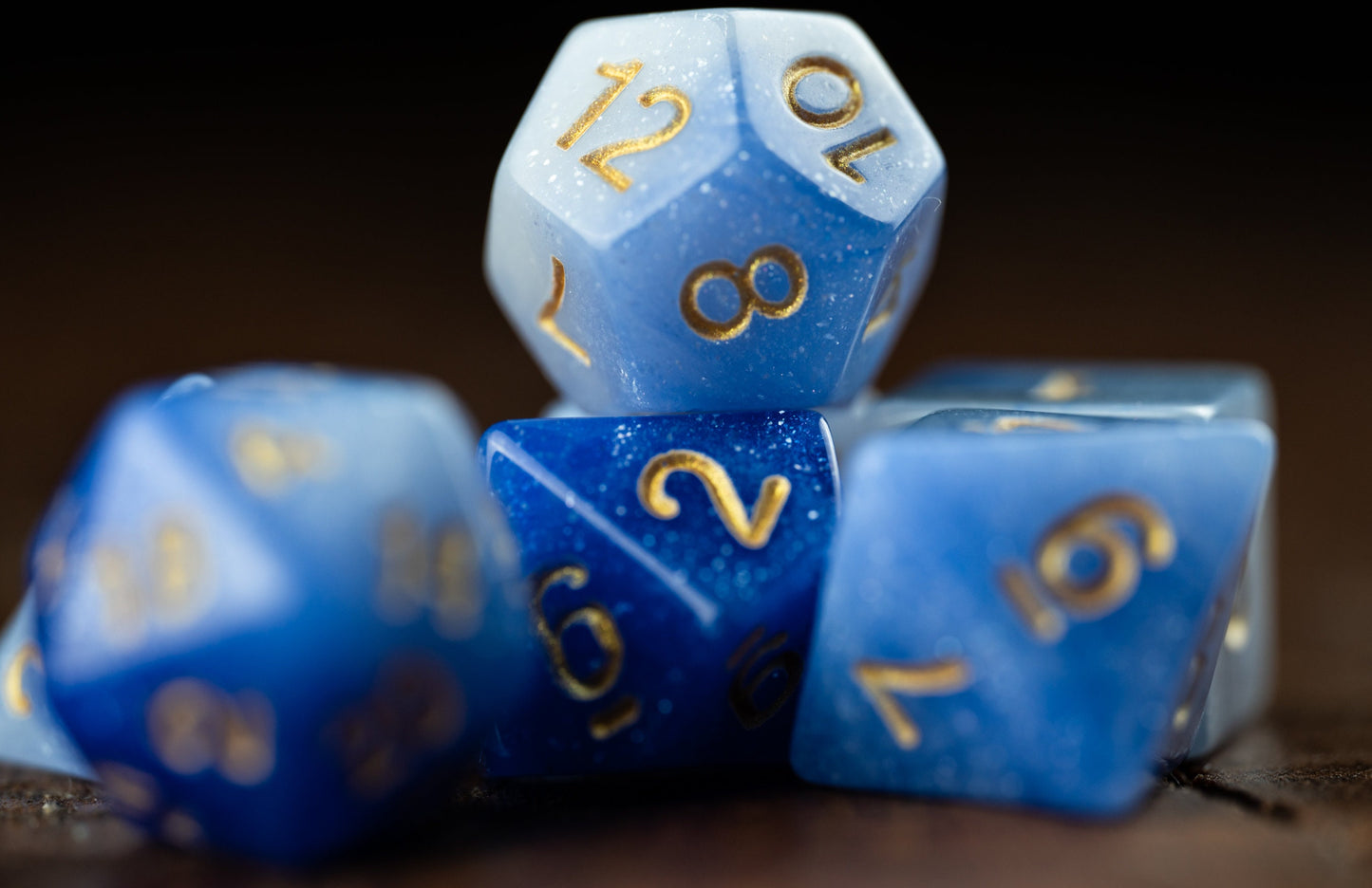 Ethereal Frost - Blue Glitter Dice Set: Amethyst-Inspired Polyhedral DnD Dice - Perfect Gift for Dungeons and Dragons Enthusiasts