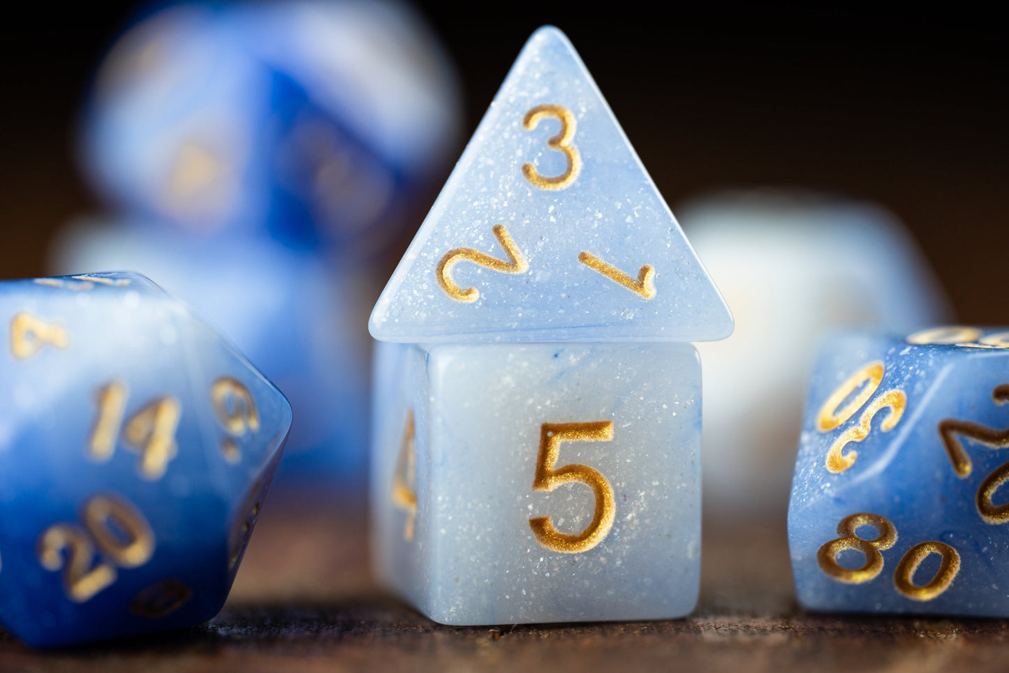 Ethereal Frost - Blue Glitter Dice Set: Amethyst-Inspired Polyhedral DnD Dice - Perfect Gift for Dungeons and Dragons Enthusiasts