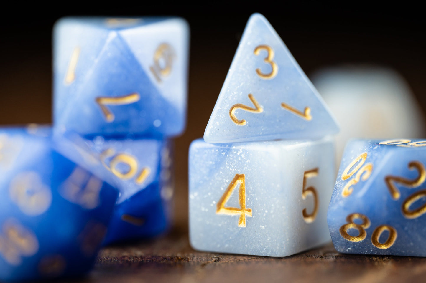 Ethereal Frost - Blue Glitter Dice Set: Amethyst-Inspired Polyhedral DnD Dice - Perfect Gift for Dungeons and Dragons Enthusiasts